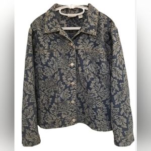 Chicos Rose Printed Jean Jacket
